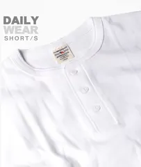 AVIREX アヴィレックス 半袖 ヘンリーネックTシャツ ホワイト / DAILY RIB S/S HENLEY NECK T-SHIRT / リブ デイリーウェア 新品 アビレックス  白