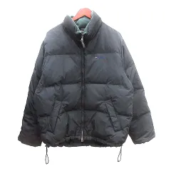 トミーヒルフィガー TOMMY HILFIGER ダウンジャケット ジップアップ 総裏地 ナイロン XL 黒 ブラック /AU ■GY18