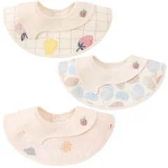 新着商品 [Comfort U] よだれかけ スタイ ベビー ビブ 男の子 女の子 花びら型 3枚セット 吸水 柔らかい 360度回転 サイズ調整可能 防水 赤ちゃん エプロン 可愛い お食事スタイ おしゃれ 男女兼用 おでかけ 出産準備 出産祝い ギフト 保