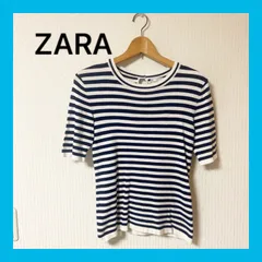 ☆ZARA KNIT ザラニット半袖ボーダーカットソー　サイズM 白＆ネイビー ボーダー柄