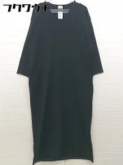◇ URBAN RESEARCH DOORS Vネック スリット 長袖 ロング ニット ワンピース サイズOne ブラック レディース 【1103220004250】