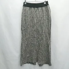 ◇ ⊇ GLOBAL WORK チェック柄 ニット ロング丈 タイト スカート サイズF ブラック ベージュ レディース E  【1409100040067】