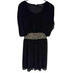 Z1497 STRAWBERRY-FIELDS ストロベリーフィールズ ワンピース パーティー ドレス ノースリーブ ブラック レディース サイズ不明