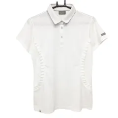 ★特価★【超美品】アディダス 半袖ポロシャツ 白 地模様 フリル レディース OT/XG ゴルフウェア adidas