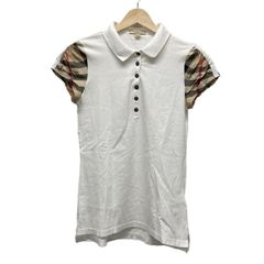 BURBERRY BRIT(バーバリーブリット) 半袖ポロシャツ サイズS レディース - 白×ライトブラウン×マルチ 袖チェック柄/Sサイズ