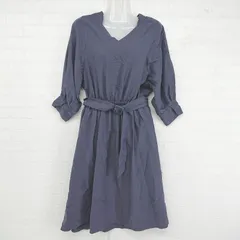 ◇ ◎ Perle Peche ペルルペッシュ サッシュベルト付ピーチ起毛ワンピース サイズ36 ネイビー レディース E  【1306080001098】のサムネイル