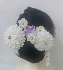 水引きとつまみ細工の髪飾りセット　成人式　卒業式　七五三