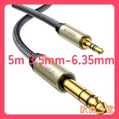 UGREEN(10630) オーディオ変換ケーブル 3.5mmミニプラグ to 6.35mm標準プラグ オス-オス ステレオケーブル 5m