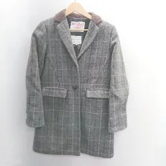 ◇ ⊇ HARRIS TWEED ハリスツイード チェック柄 長袖 コート サイズM グレー レディース E  【1501160044600】