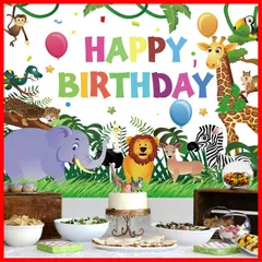【特価セール】Paready バースデー タペストリー 誕生日 飾り付け 壁掛け フォトポスター 写真背景 壁 飾り Happy Birthday シンプル おしゃれ 装飾 デコレーション パーティー お祝い 女の子 男の子 135*100cm 動物