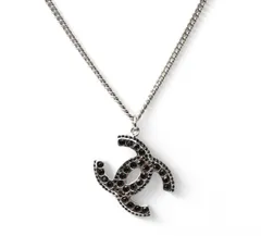 シャネル ネックレス/ペンダント CHANEL ココマーク/ラインストーン ブラック/シルバー 05A