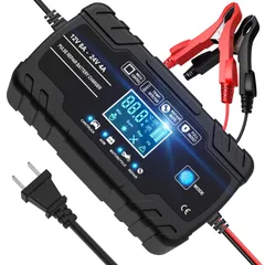 車/バイク/トラックなどに適用 LCD表示 1.5A/4A/8A充電電流 日本語説明書 修復充電器 トリクル充電 全自動バッテリーチャージャー パルス充電器 12Vと24V用鉛蓄バッテリー充電器