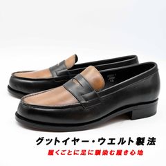 新品！ローファー 革底　スリッポン グッドイヤー製法 BL/BRコンビ