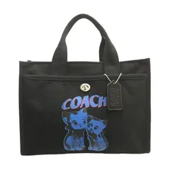 LIL NAS X DROP BY COACH コーチ トートバッグ レディース キャンバス 2way ショルダー 猫 プリント A4収納可 ブラック CP958 中古 T1
