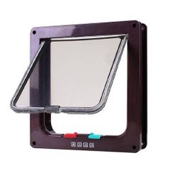 新品 キャットドア ペットドア ブラウン M 壁 取り付け 猫 出入り口 薄型 4WAY 開閉ロック機能 ペット用品 小型犬