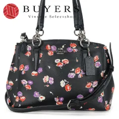 【中古】 コーチ ハンドバッグ F37421 フラワー レザー ブラック シルバー金具 2WAY ショルダー レディース 女性 COACH