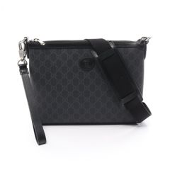 グッチ GUCCI ショルダーバッグ  インターロッキングG GGスプリーム 72683392THN1000 ブラック PVCコーティングキャンバス レザー インターロッキング付 ショルダーバッグ メンズ 新品