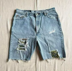 1997年　MADE IN USA　米国製　Levi's 512　迷彩柄布地　ダメージデニム　ハーフパンツ　グランジ