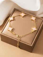 ジュエリー レディース ブレスレット チェーン 1個 新品 エレガントなラッキークローバー 女性用ブレスレット、夏の日常着用に適し、友人への素敵なギフト