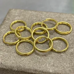 10点セット 真鍮製二重リング 直径12mm キーホルダー