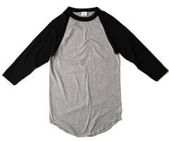 【2XL】霜降グレー/ブラック　ラグラン Tシャツ 七分袖 ベースボールTシャツ 無地 7分袖 AUGUSTA SPORTSWEAR［4420］メンズ レディース ユニセックス