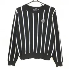 【美品】パーリーゲイツ セーター 黒×白 ストライプ ウール混 レディース 1(M) ゴルフウェア PEARLY GATES