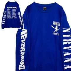 ニルバーナ NIRVANA 青 赤ちゃん 長袖 Tシャツ ロンT バンド ロングスリーブ デザイン 袖 両面 プリント 派手 奇抜 古着 ビンテージ vintage ロック メタル ヒップホップ ラッパー アーティスト 7部袖  2500 p20/