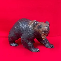 昭和60年代　レトロビンテージ　北海道　木彫り　熊　特大サイズ　登別　堀井民芸？ 堀井廣治 作「立仔熊」木彫熊 - アンティーク雑貨・古道具の札幌
