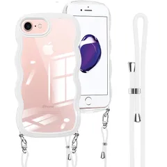 iPhone SE ケース クリア ショルダー iPhone SE2 iPhone SE3 カバー 肩がけ 首掛け iPhone8 iPhone7 韓国 おしゃれ 斜めかけケース 可愛い かわいい 薄型 透明 軽量 シリコン TPUバンパー アイフォン S 0