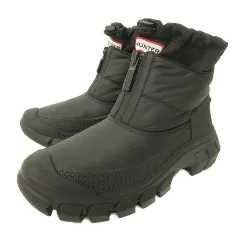 ハンター HUNTER 美品 イントレピッド ジップ アンクル スノーブーツ ドロスト 雨靴 UK6 約25cm 黒 ブラック