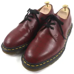 美品▼Dr.Martens UNDERCOVER ドクターマーチン アンダーカバー 27999600 1461 UC CHECK チェック 3ホール レザー グリッドチェック柄 レザーシューズ チェリーレッド 7 箱付き イングランド製 メンズ