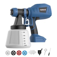 NANWEI コードレススプレーガン マキタ18Vバッテリー対応 電動スプレーガン 充電式塗装ガン 1200ml大容量塗装機 水性油性塗料対応 噴射量調節可能 三つの吹き付けパターン 4種類のノズル (本体のみ)