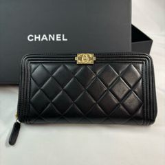1805　CHANEL シャネル　ボーイシャネル　ウォレット　ブラック　レザー　財布