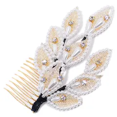 髪飾り コーム かんざし 簪 振袖 成人式 ヘッドドレス キラキラ 髪留め パール 金 日本製 ウエディング 着物 和装 洋装 袴 黒留 訪問着 結婚式 パーティ フォーマル 金 17419 t845　Si