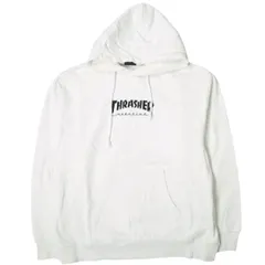 THRASHER x BEAUTY&YOUTH UNITED ARROWS スラッシャー ビューティーアンドユース ユナイテッドアローズ 別注 フロッキーロゴ スウェットプルオーバーパーカー L ホワイト 裏毛 トップス g20531