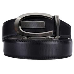 [Clearance Sale] Leather Buckle Men's Black Belt, No Holes, Automatic Lock, Business/Casual, 130cm, XsFireCow