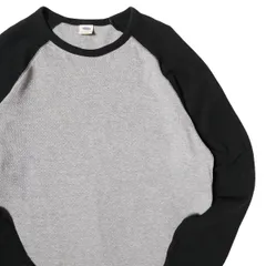 00's オールドネイビー ラグランスリーブ コットン サーマル Tシャツ 長袖 (L) 黒×霜降り灰 リブ無し ロンT 旧タグ ギャップ GAP 2003年製 アメリカ古着 USED ビンテージ ヴィンテージ