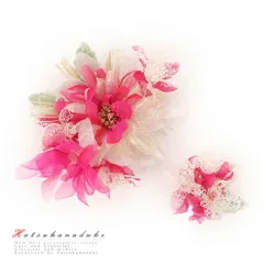 特別セール価格 髪飾り 成人式 水引 赤 振袖 袴 花 2点セット 白 ピンク ゴールド 大特価 レース ふわふわ おしゃれ 大きい か No.8-0856