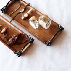 【送料込】アンティーク調 アイアン＆ウッド アクセサリートレー i0265