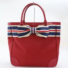 2508-2 ケイトスペード トートバッグ 美品 kate spade ナイロン製 レッド リボン