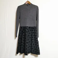 #wnc ギャラリービスコンティ GALLERYVISCONTI ワンピース 長袖 ニット フレア リンゴ柄 2 グレー 黒 タグ付き 美品 レディース [903299]
