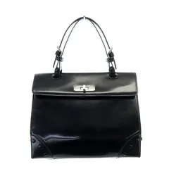 ジョルジオアルマーニ GIORGIO ARMANI レザー ハンドバッグ フラップ 黒 ブラック /YQ ■OSのサムネイル