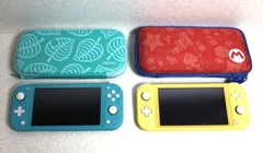 【DH908】Switch Lite 任天堂 スイッチ ライト 本体 2台 セット ターコイズ イエロー ハードケース付き HDH-001