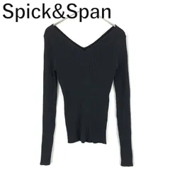スピック＆スパン Spick&Span Vネックニット 細リブ シンプル そでスリット フィット感 ブラック 黒