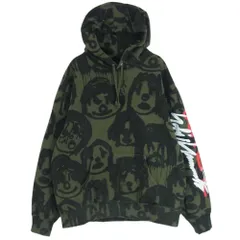 シュプリーム ×ヨウジヤマモト Yohji Yamamoto 20AW Hooded Sweatshirt 袖ロゴ総柄プリントパーカー メンズ M