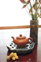 Clear cement purple clay hexagonal shape teapot 六角形宜興紫砂茶壺　紫砂壺 中国茶器 茶道具 泡茶 茶壺 茶杯 ティーポット 急須