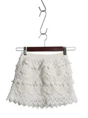 【お得なクーポン配布中!】 ポロ ラルフローレン 総レース ミニ スカート キッズ ガールズ 120cm 程/ 古着 ひざ上丈 ティアード 総柄 4段 フリル ライナー付き 子ども