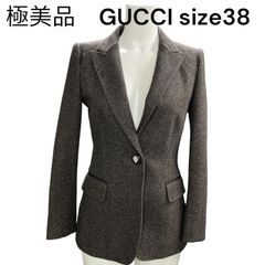 極美品 GUCCI グッチ テーラードジャケット コットン ブラウン 高級感