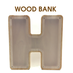 WOOD BANK イニシャル『H』【木製バンク】【イニシャル】/貯金箱/インテリア(ギフトにも最適)