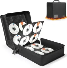 Octantis CDケース 大容量 DVDケース 400枚収納 ブルーレイ 収納【耐火/耐水/CD/DVD/BD収納ケース】 DVD/CD保管ファスナーケース 省スペース コンパクト cd収納ケース blu-ray ケース 24ヶ月保証